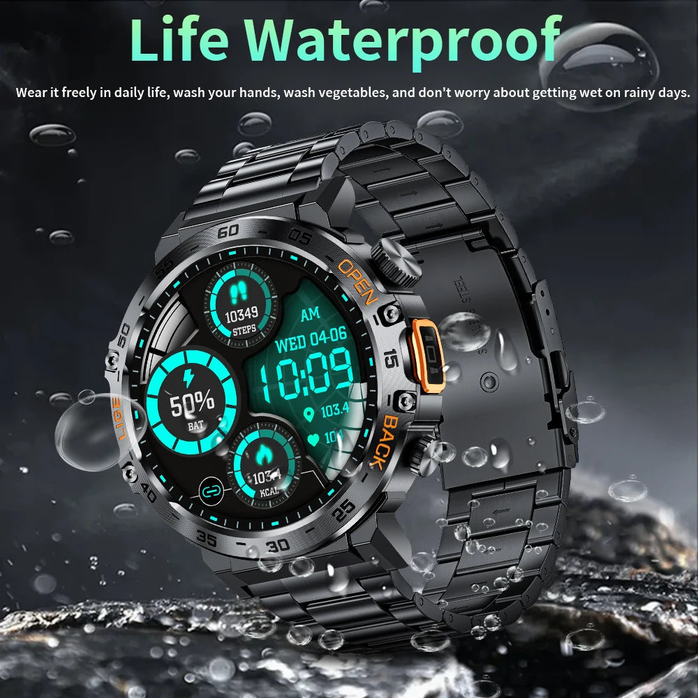 2024 Smart Watch Men 360*360 AMOLED HD Screen Waterproof Sport Fitness Watches Flashlight New Men Smartwatch for Andrio IOS