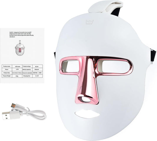 Máscara Facial LED, 7 Colores, Máscara De Terapia De Luz Facial Con Máscara De Cuello, Yofuly, Terapia De Rejuvenecimiento De La Piel, Cuidado De La Piel Facial, Máscara De Belleza LED Colorida