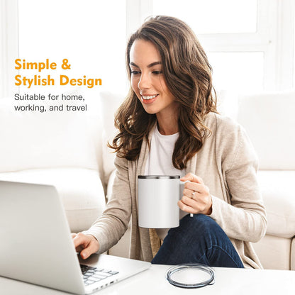 Self Stirring Mug, 12.2 Oz Self Stirring Coffee Mug with Magnetic Stirrer & Anti-Sedimentation, Rechargeable Auto Magnetic Coffee Mug for Coffee, Milk, Hot Cocoa (White)