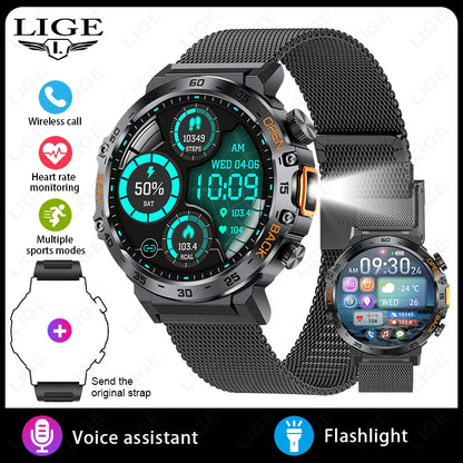 2024 Smart Watch Men 360*360 AMOLED HD Screen Waterproof Sport Fitness Watches Flashlight New Men Smartwatch for Andrio IOS