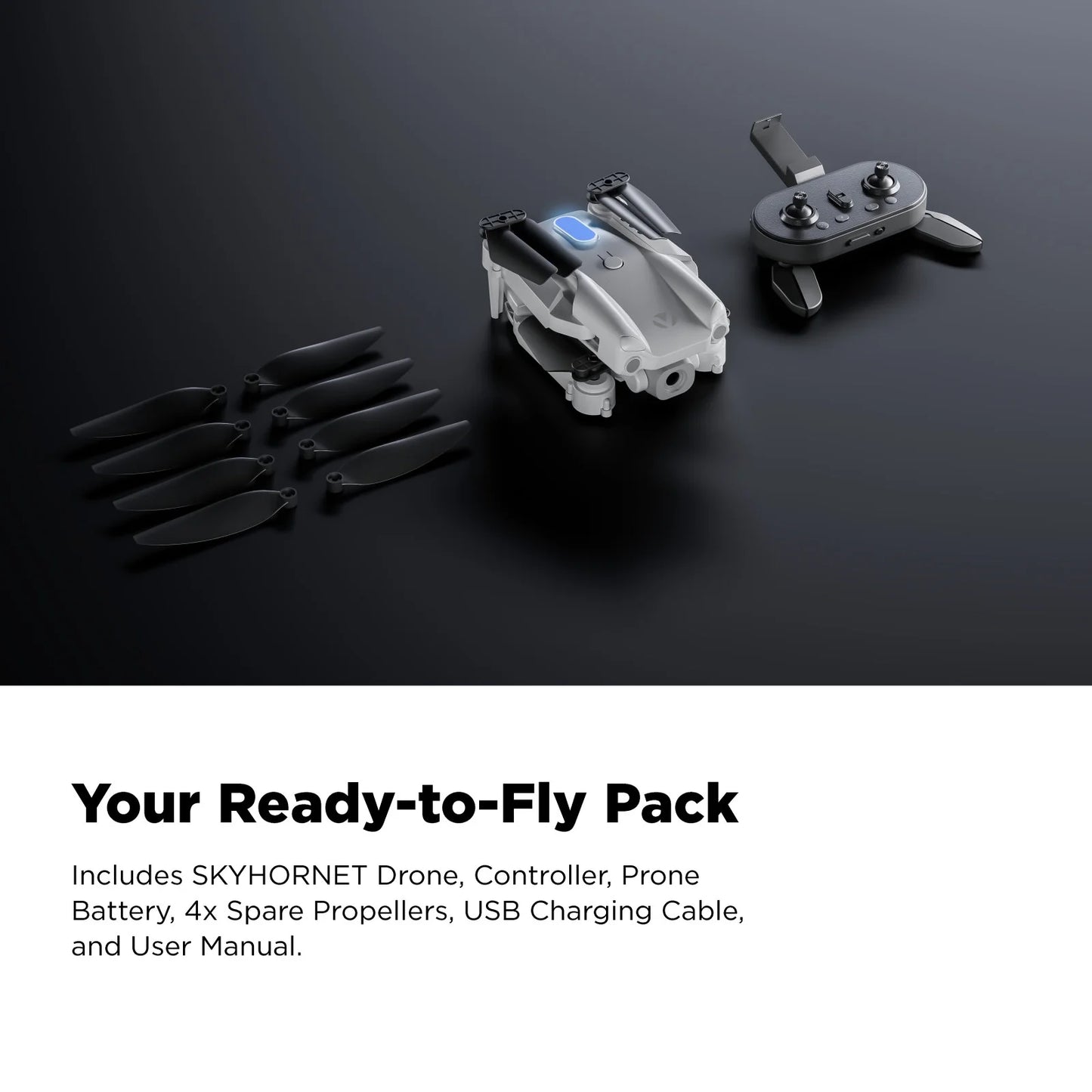 Skyhornet Foldable RC Drone with 720P HD Camera, Wifi FPV Live Video, 3 Speed Modes, Auto Takeoff & Landing, 11 Minutes Flight Time, Remote Control Quadcopter Toy for Kids & Beginners, White