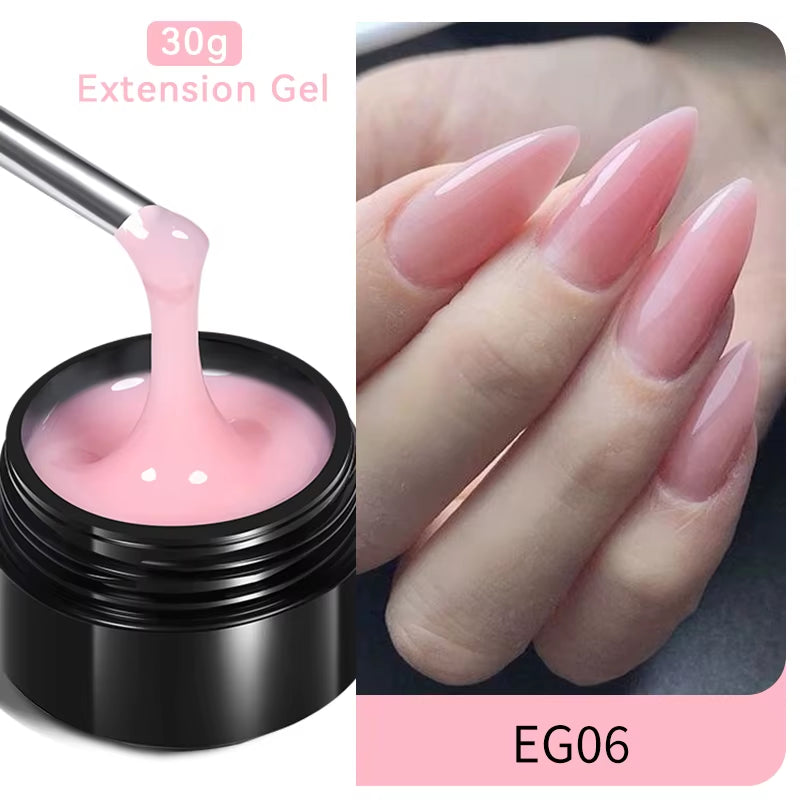 30Ml Glitter Pink Hard Jelly Nail Extension Gel Nail Polish Milky White Clear Color Soak off UV Construction Gel