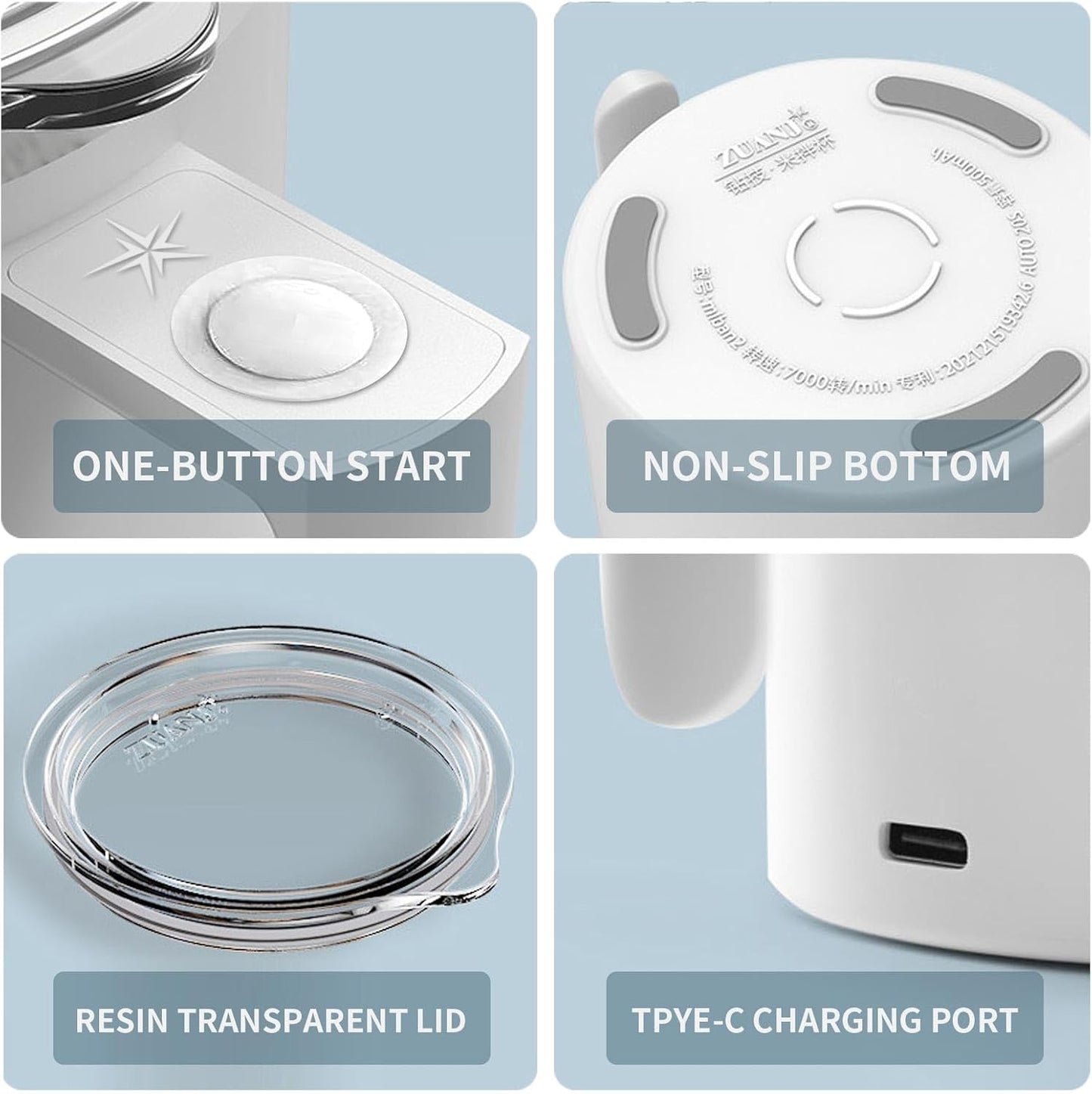 Self Stirring Mug, 12.2 Oz Self Stirring Coffee Mug with Magnetic Stirrer & Anti-Sedimentation, Rechargeable Auto Magnetic Coffee Mug for Coffee, Milk, Hot Cocoa (White)