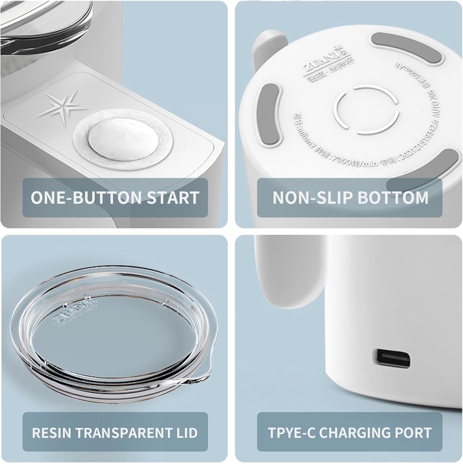 Self Stirring Mug, 12.2 Oz Self Stirring Coffee Mug with Magnetic Stirrer & Anti-Sedimentation, Rechargeable Auto Magnetic Coffee Mug for Coffee, Milk, Hot Cocoa (White)
