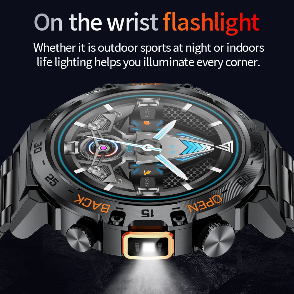 2024 Smart Watch Men 360*360 AMOLED HD Screen Waterproof Sport Fitness Watches Flashlight New Men Smartwatch for Andrio IOS