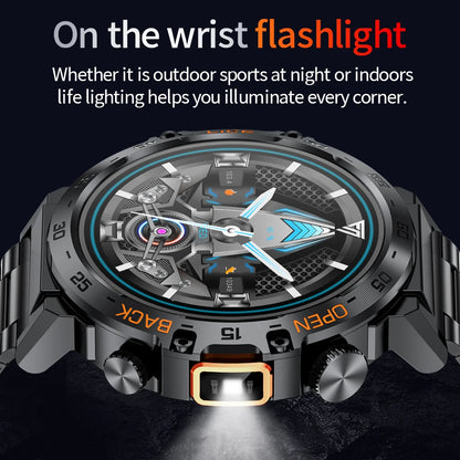 2024 Smart Watch Men 360*360 AMOLED HD Screen Waterproof Sport Fitness Watches Flashlight New Men Smartwatch for Andrio IOS