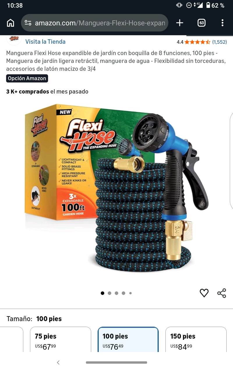 Manguera de jardín ligera y retratil