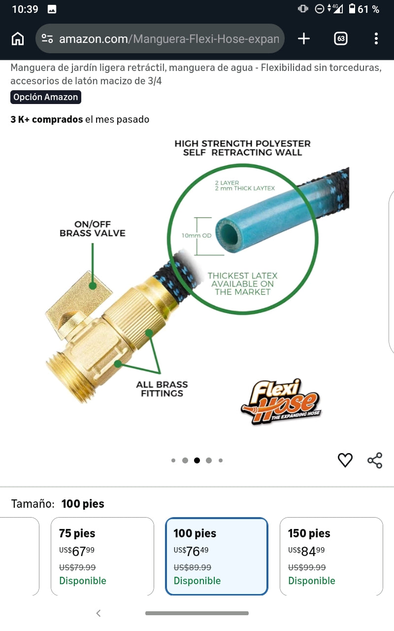 Manguera de jardín ligera y retratil