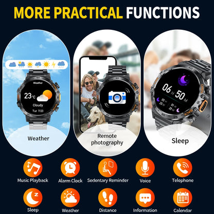 2024 Smart Watch Men 360*360 AMOLED HD Screen Waterproof Sport Fitness Watches Flashlight New Men Smartwatch for Andrio IOS