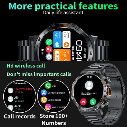 2024 Smart Watch Men 360*360 AMOLED HD Screen Waterproof Sport Fitness Watches Flashlight New Men Smartwatch for Andrio IOS