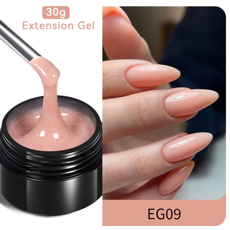 30Ml Glitter Pink Hard Jelly Nail Extension Gel Nail Polish Milky White Clear Color Soak off UV Construction Gel