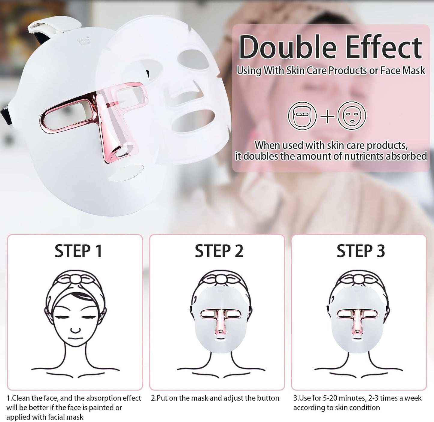 Máscara Facial LED, 7 Colores, Máscara De Terapia De Luz Facial Con Máscara De Cuello, Yofuly, Terapia De Rejuvenecimiento De La Piel, Cuidado De La Piel Facial, Máscara De Belleza LED Colorida