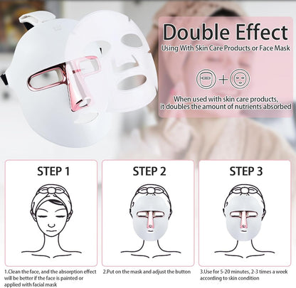 Máscara Facial LED, 7 Colores, Máscara De Terapia De Luz Facial Con Máscara De Cuello, Yofuly, Terapia De Rejuvenecimiento De La Piel, Cuidado De La Piel Facial, Máscara De Belleza LED Colorida